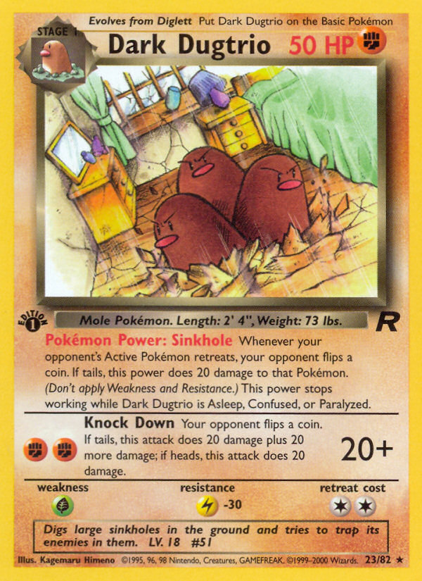 Dark Dugtrio 23 Rare card from Team Rocket