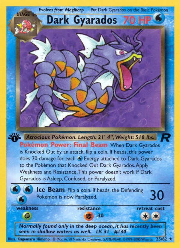 Dark Gyarados 25 Rare card from Team Rocket