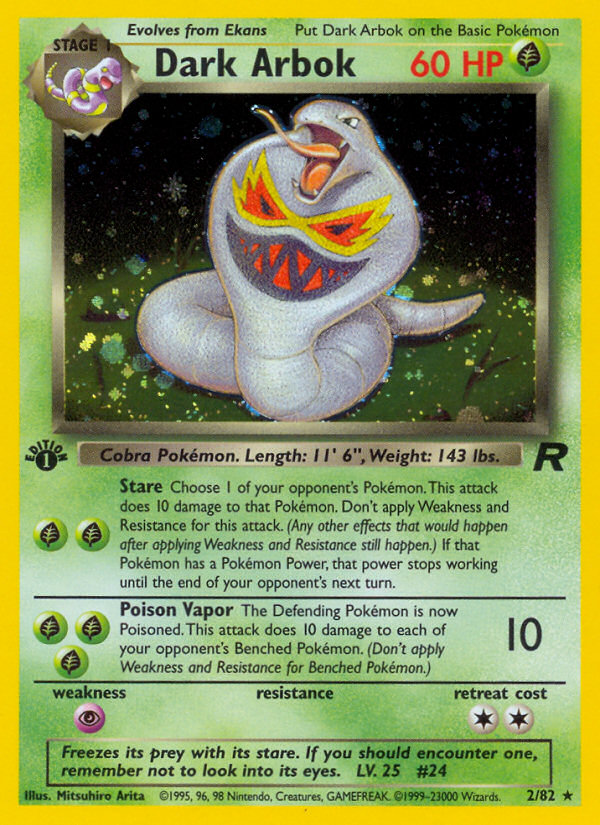 Dark Arbok 2 Rare Holo card from Team Rocket