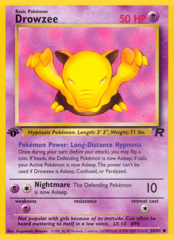 Drowzee 54 Common card from Team Rocket