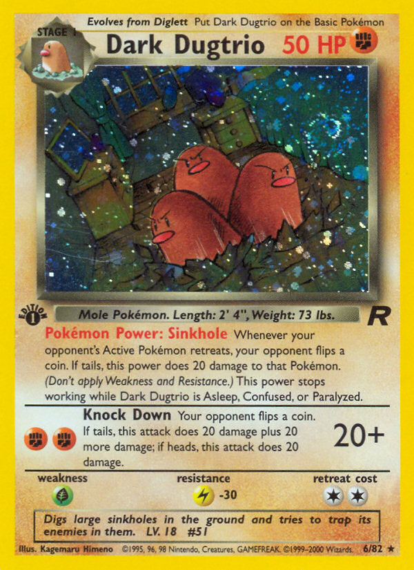 Dark Dugtrio 6 Rare Holo card from Team Rocket
