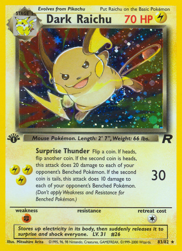 Dark Raichu 83/82 Rare Secret card from Team Rocket