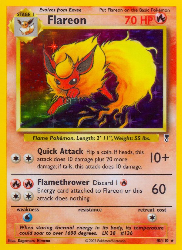 Flareon 10 Rare Holo card from Legendary Collection