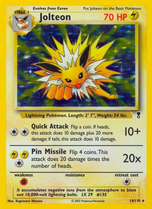 Jolteon 14 Rare Holo card from Legendary Collection