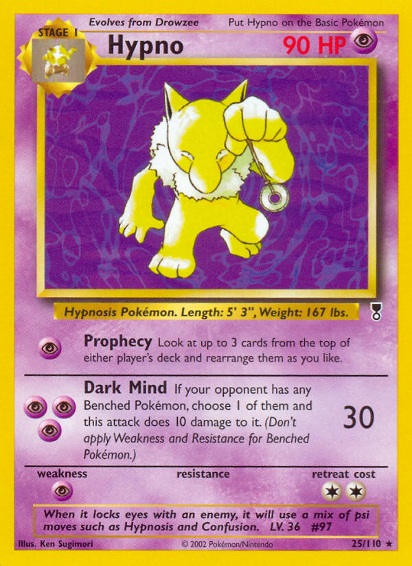 Hypno 25 Rare card from Legendary Collection