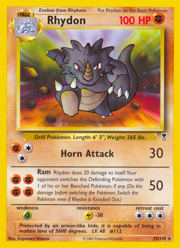 Rhydon 35 Rare card from Legendary Collection