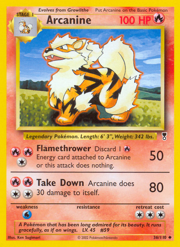 Arcanine 36 Uncommon card from Legendary Collection