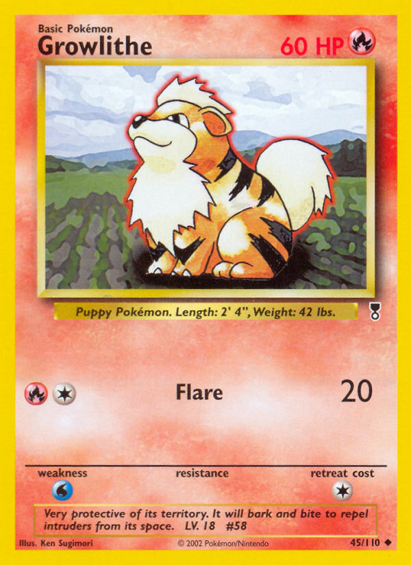 Growlithe 45 Uncommon card from Legendary Collection