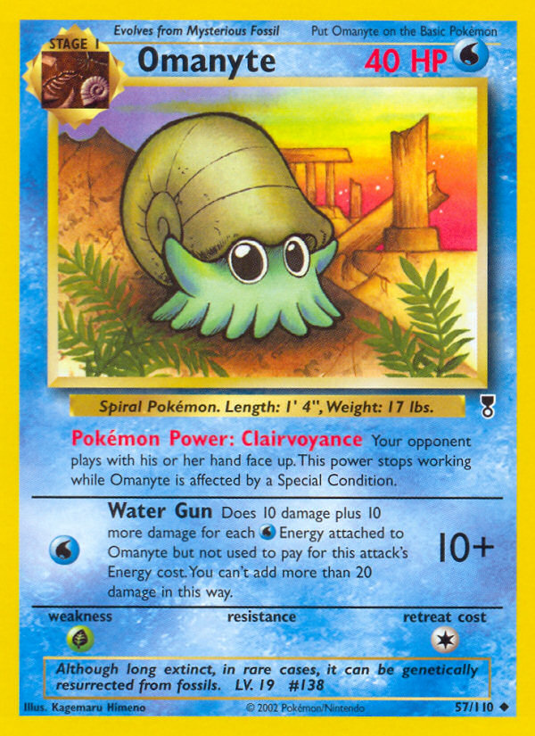Omanyte 57 Uncommon card from Legendary Collection