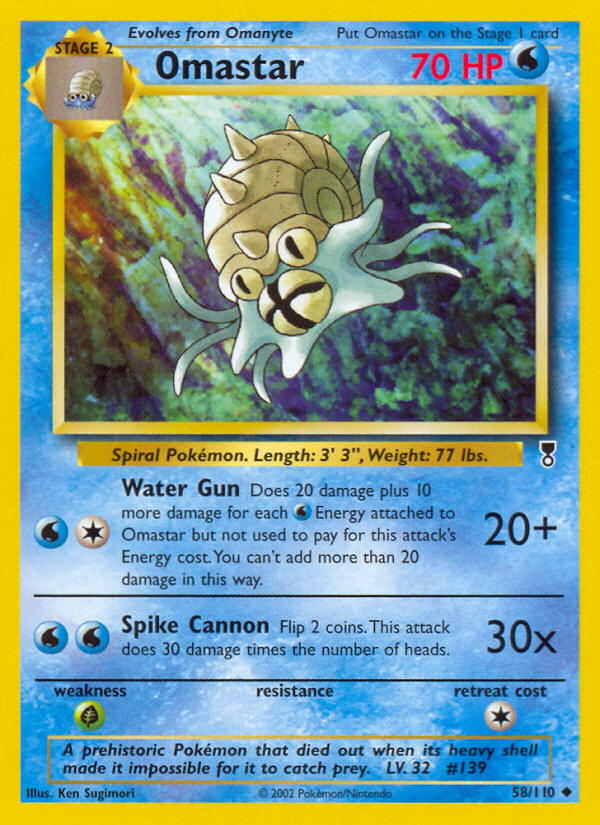 Omastar 58 Uncommon card from Legendary Collection