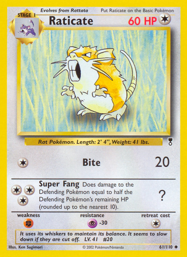 Raticate 61/110 Uncommon card from Legendary Collection