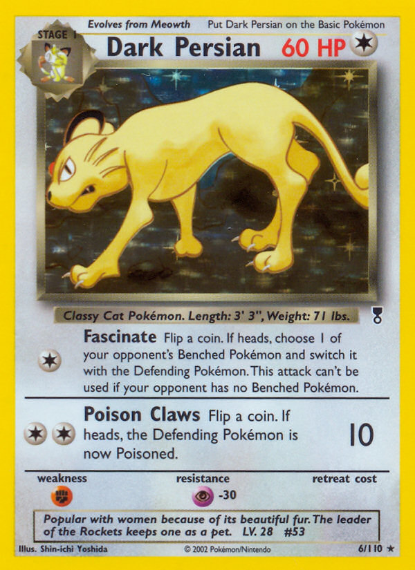 Dark Persian 6 Rare Holo card from Legendary Collection
