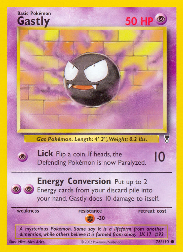Gastly 76 Common card from Legendary Collection