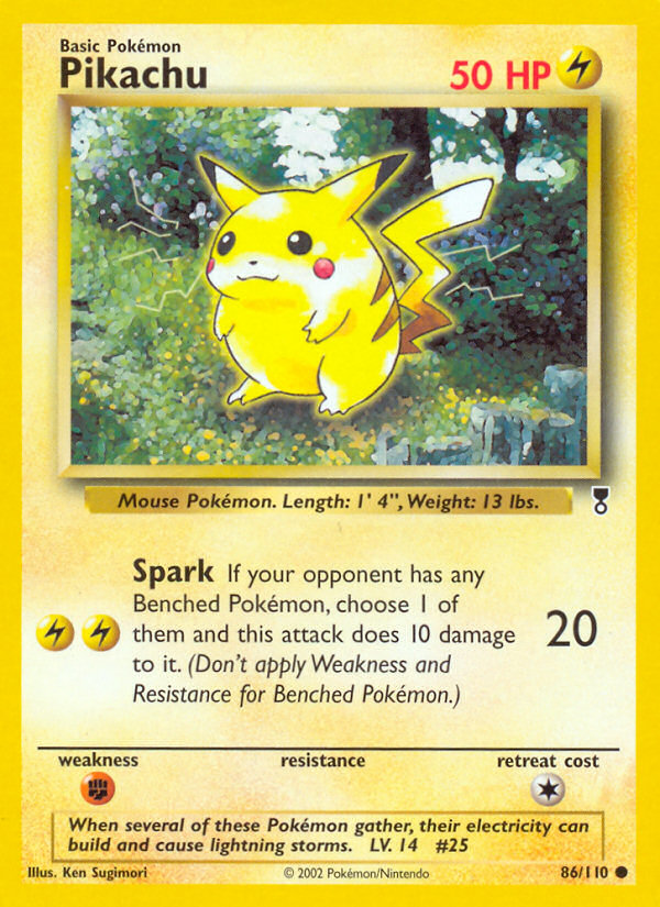 Pikachu 86/110 Common card from Legendary Collection