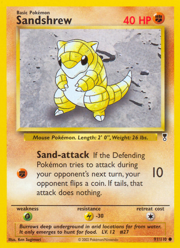 Sandshrew 91 Common card from Legendary Collection