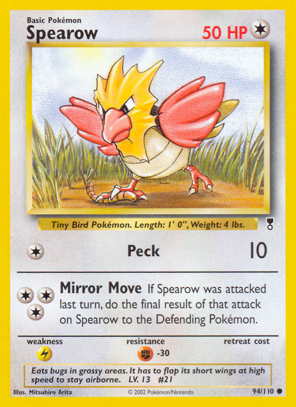 Spearow 94 Common card from Legendary Collection