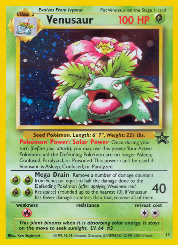 Venusaur 13 Promo card from Wizards Black Star Promos