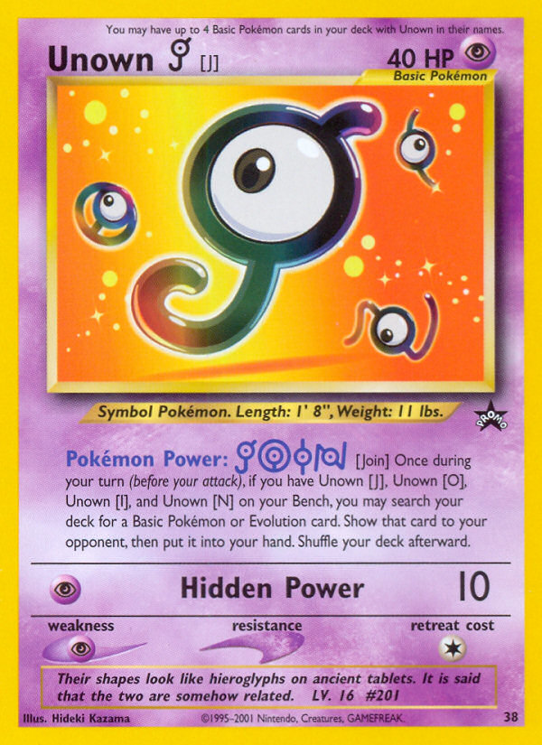 Unown [J] 38 Promo card from Wizards Black Star Promos