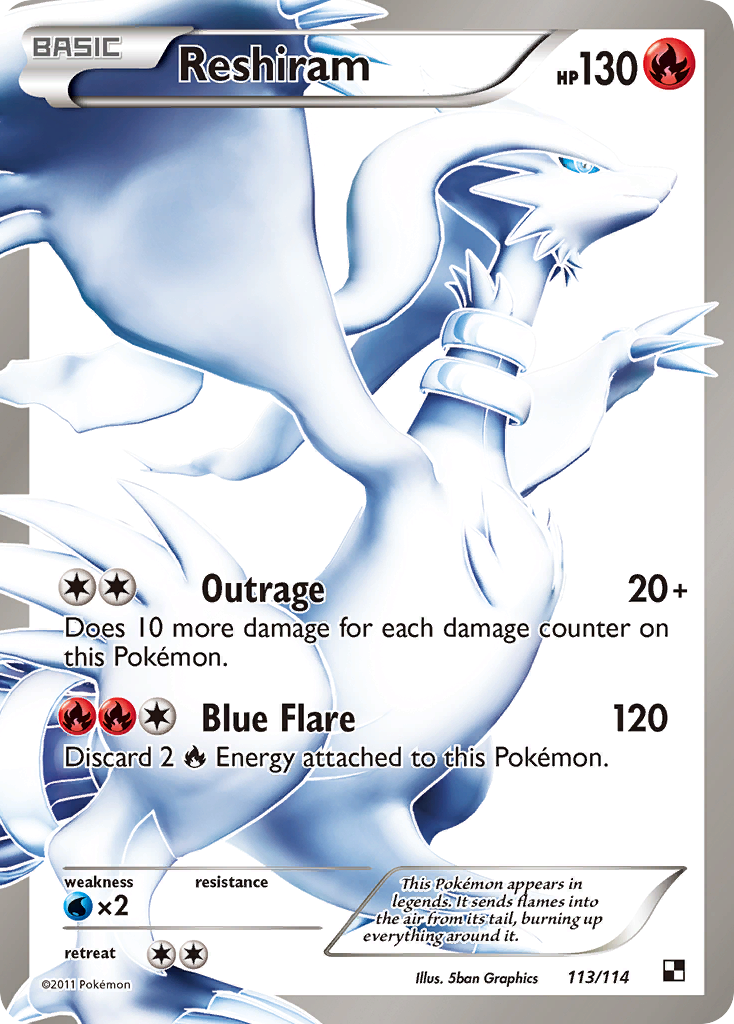 Reshiram 113 Rare Ultra card from Black & White