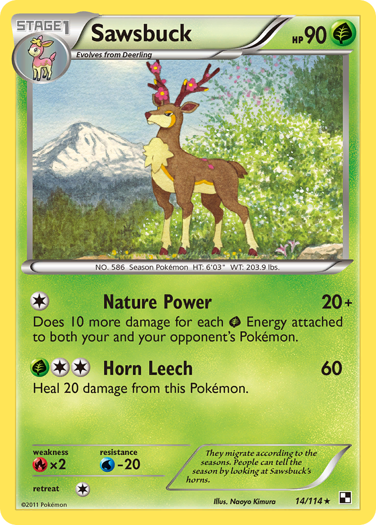 Sawsbuck 14 Rare card from Black & White