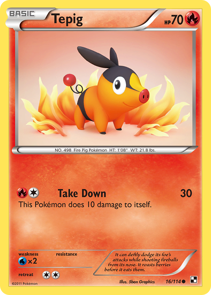 Tepig 16 Common card from Black & White