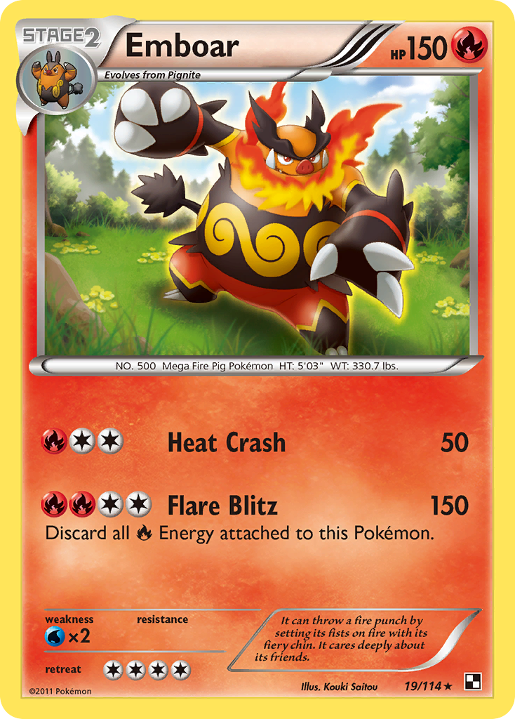 Emboar 19 Rare Holo card from Black & White