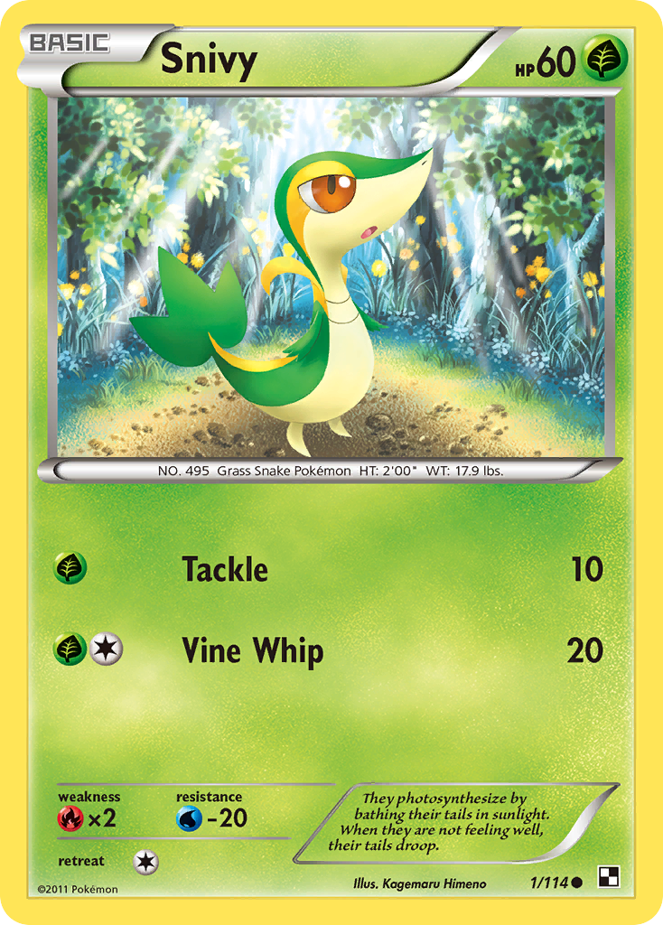 Snivy 1 Common card from Black & White