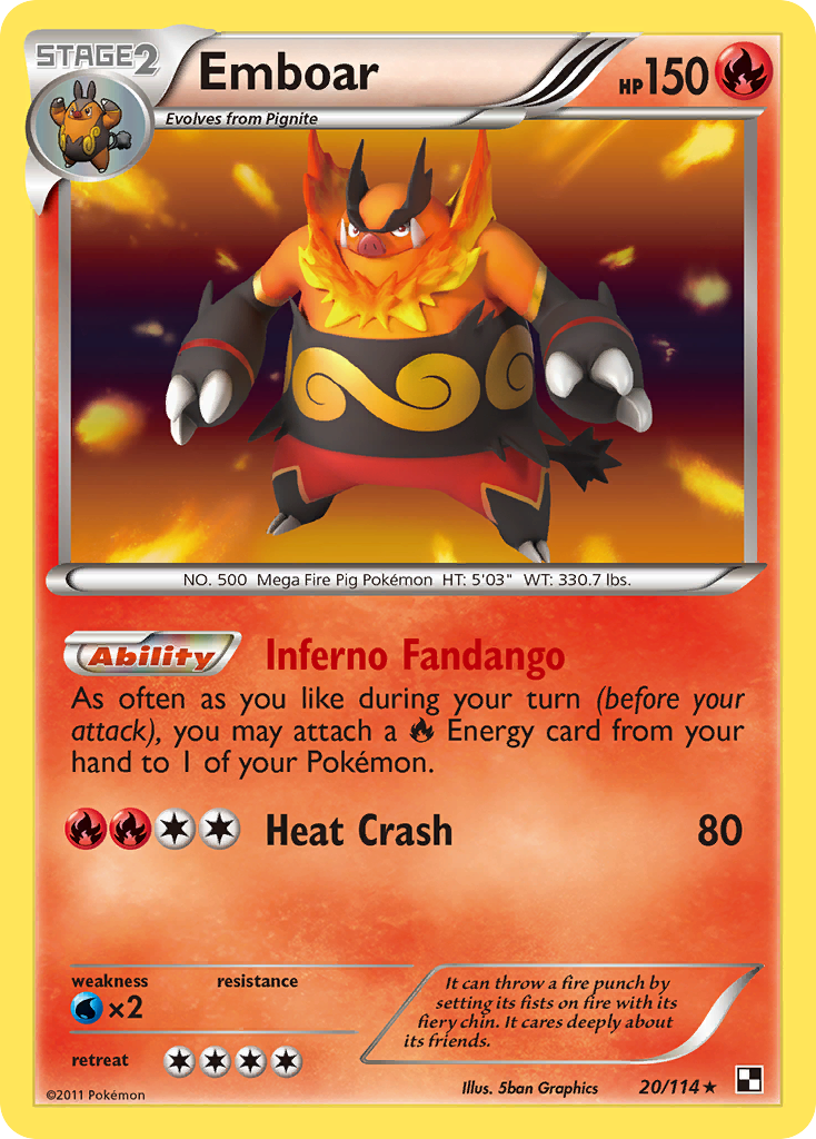 Emboar 20 Rare Holo card from Black & White