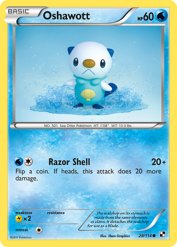 Oshawott 28 Common card from Black & White