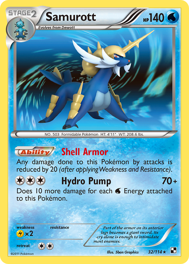 Samurott 32/114 Rare Holo card from Black & White