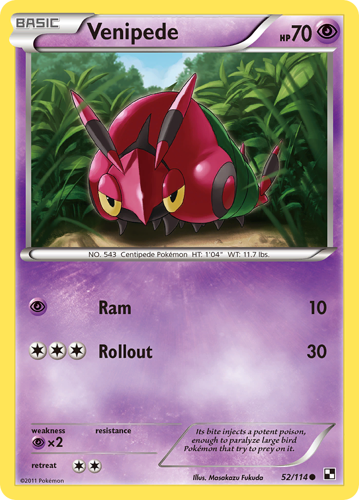 Venipede 52 Common card from Black & White