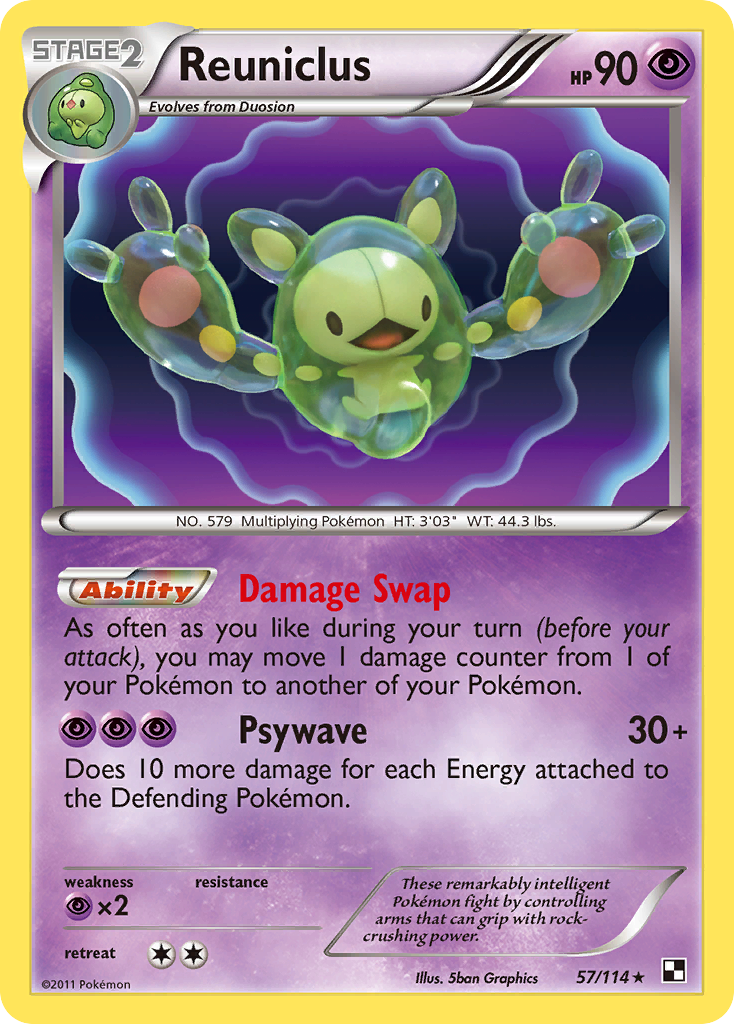 Reuniclus 57 Rare Holo card from Black & White