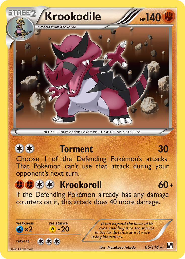 Krookodile 65 Rare Holo card from Black & White