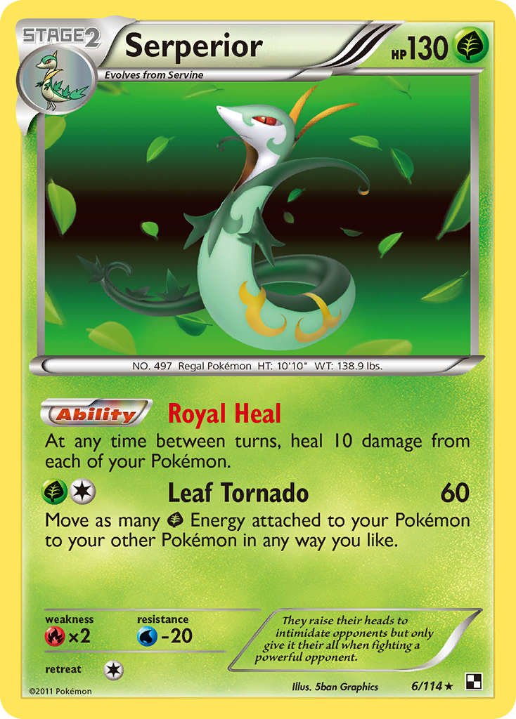Serperior 6 Rare Holo card from Black & White