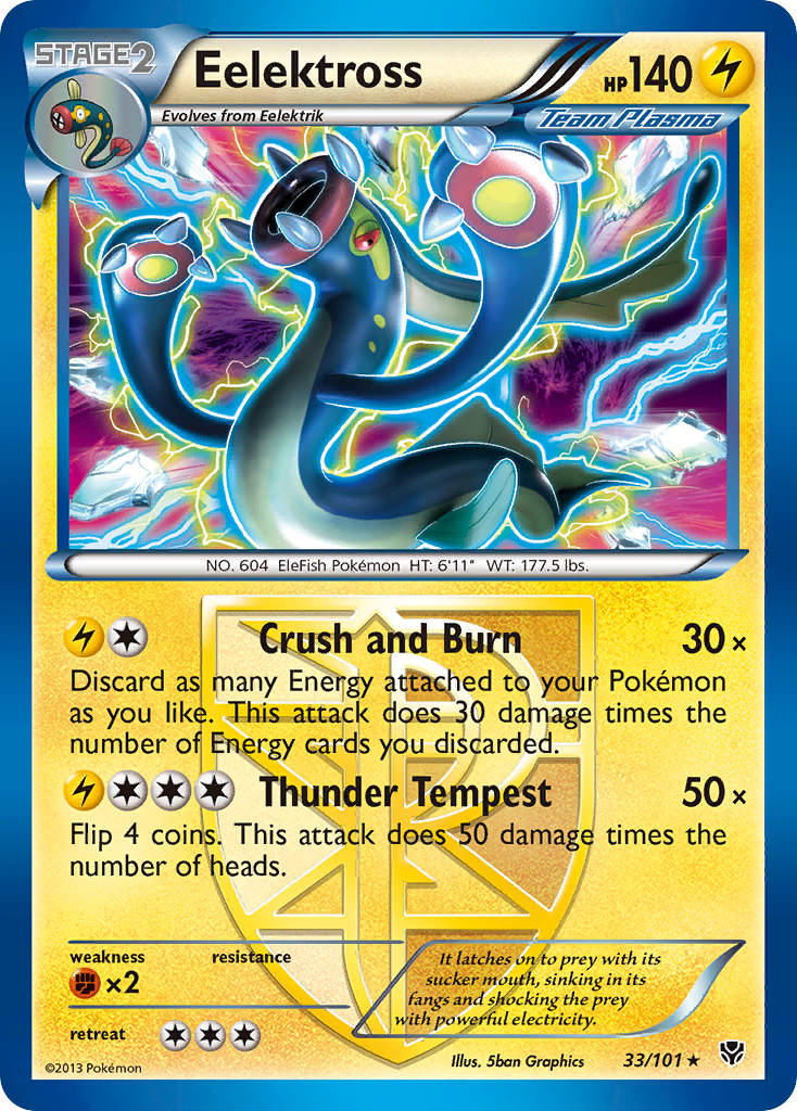 Eelektross 33 Rare Holo card from Plasma Blast