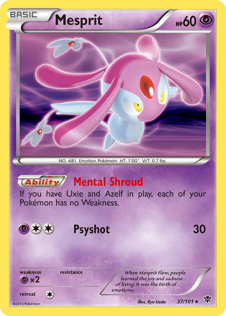 Mesprit 37/101 Rare Holo card from Plasma Blast