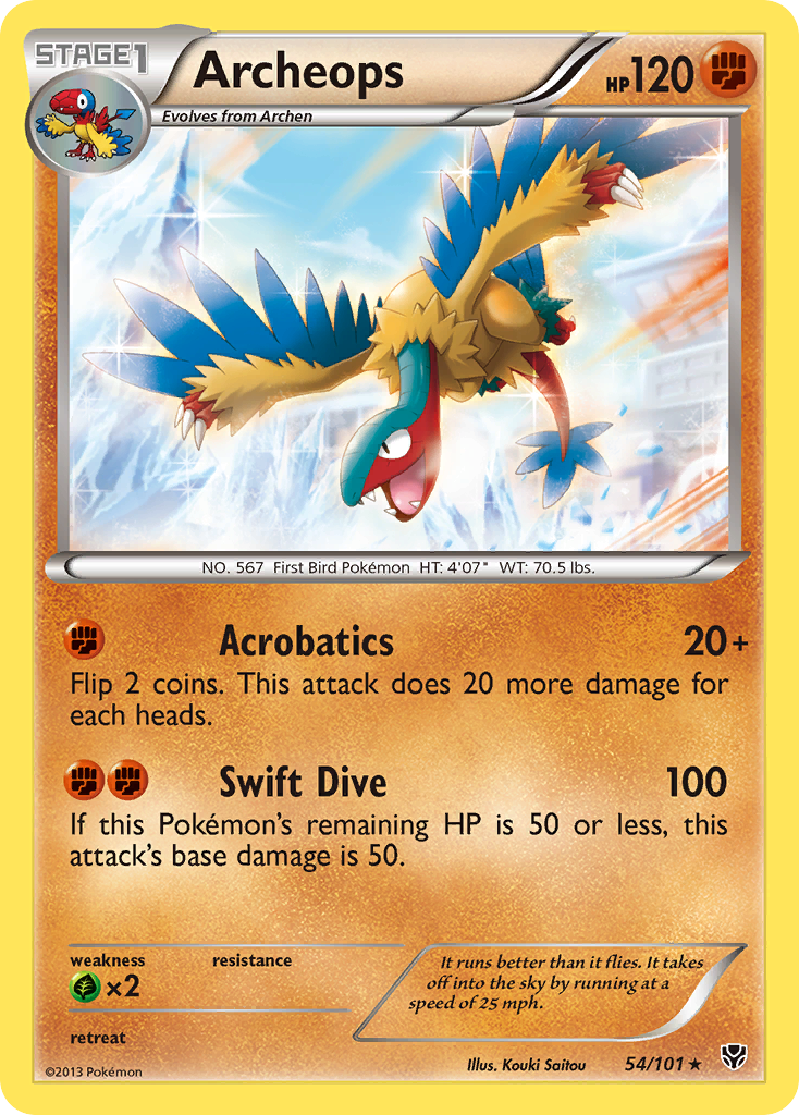 Archeops 54 Rare Holo card from Plasma Blast