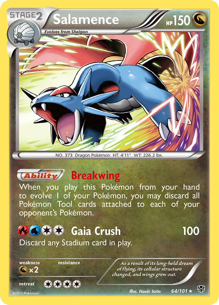 Salamence 64 Rare Holo card from Plasma Blast