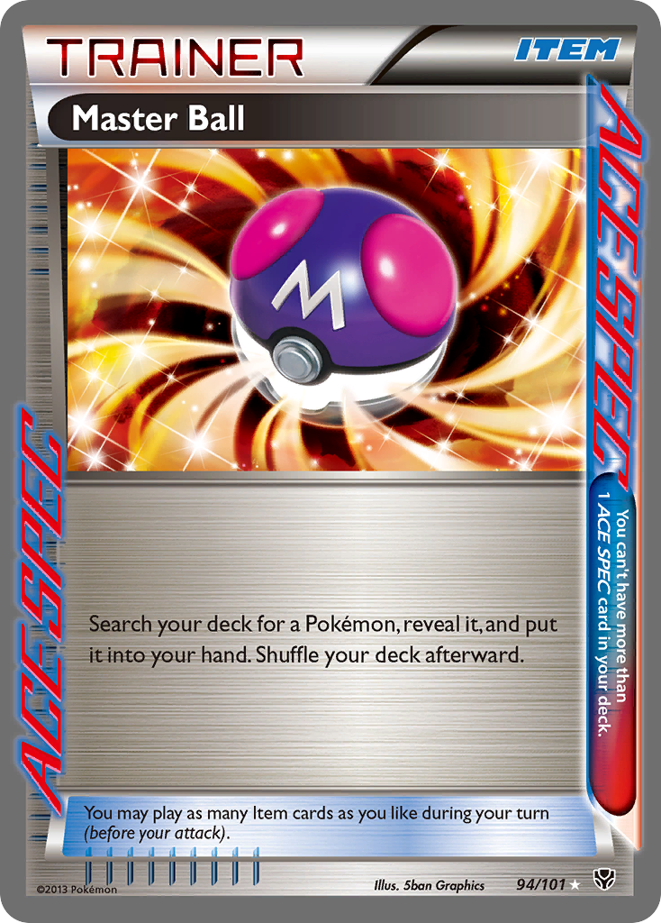 Master Ball 94 Rare ACE card from Plasma Blast