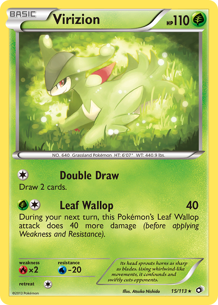 Virizion 15 Rare Holo card from Legendary Treasures