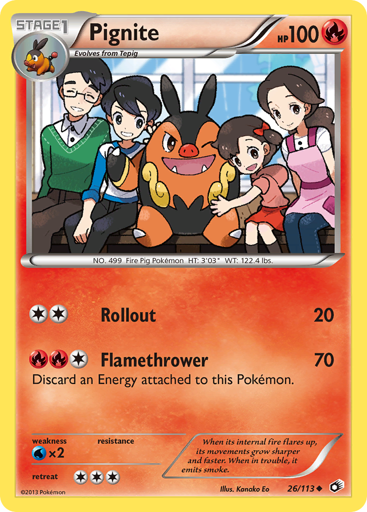 Pignite 26/113 Uncommon card from Legendary Treasures