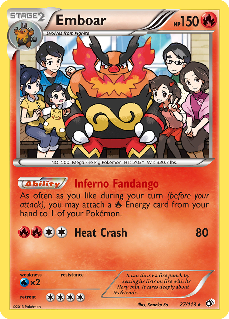 Emboar 27/113 Rare Holo card from Legendary Treasures