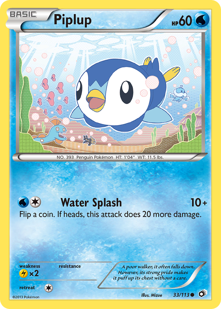 Piplup 33/113 Common card from Legendary Treasures