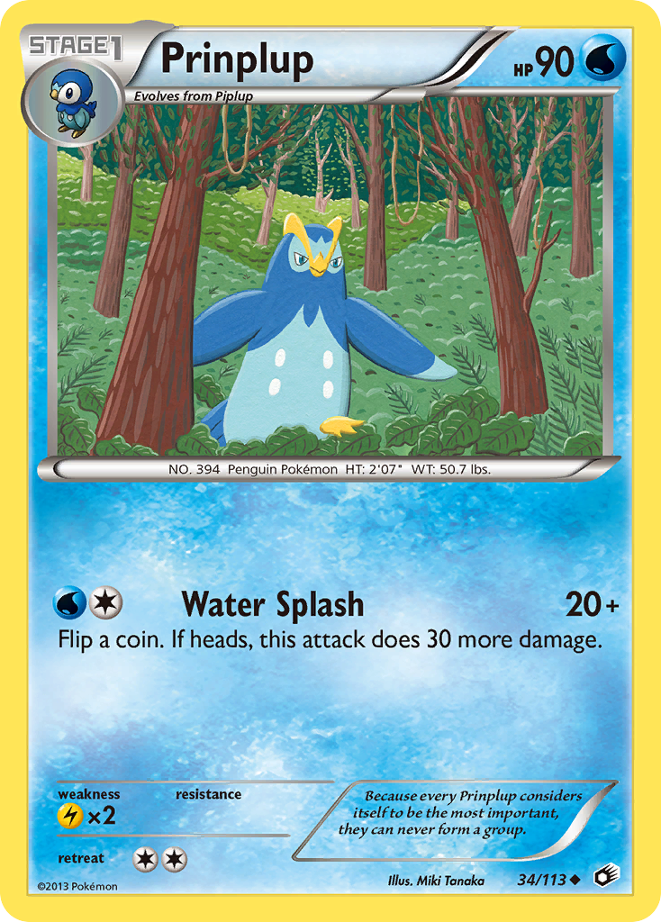Prinplup 34 Uncommon card from Legendary Treasures
