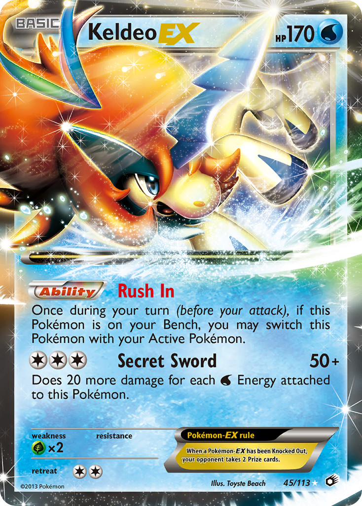Keldeo-EX 45/113 Rare Holo EX card from Legendary Treasures