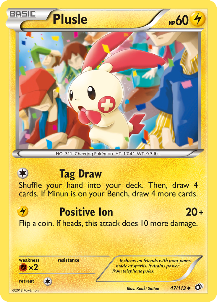 Plusle 47/113 Uncommon card from Legendary Treasures
