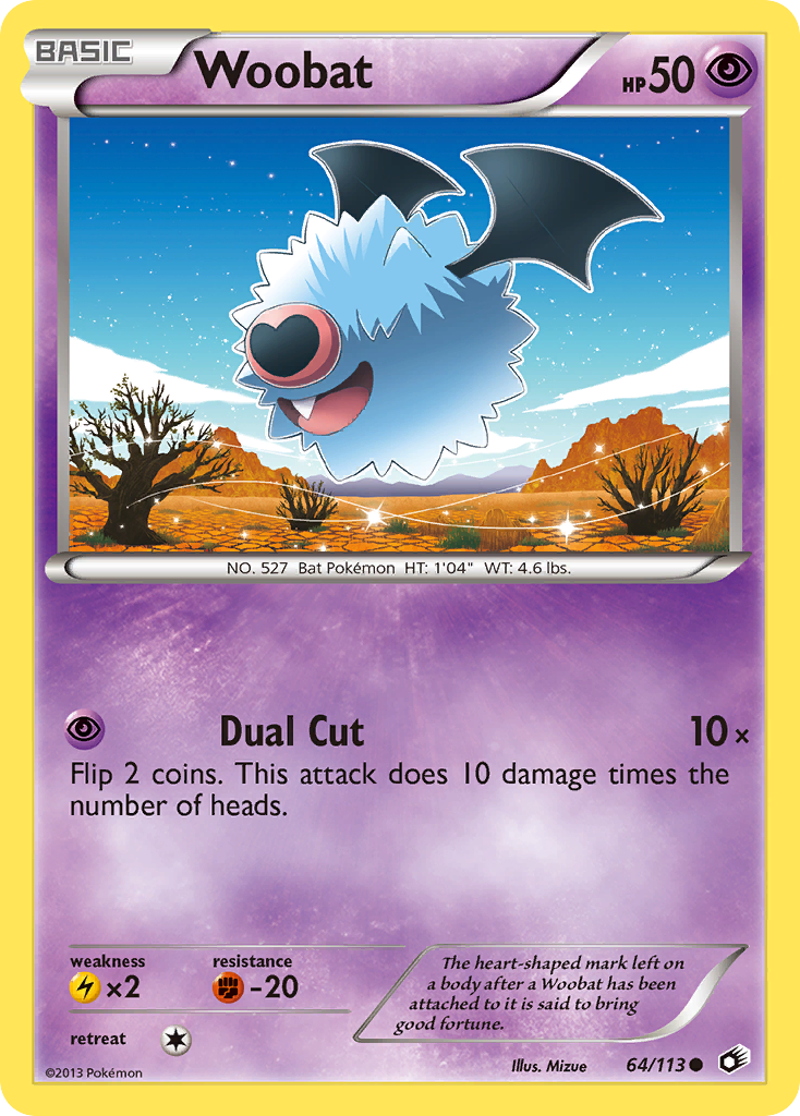 Woobat 64 Common card from Legendary Treasures