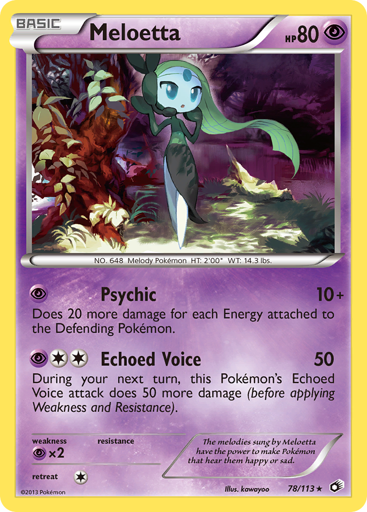 Meloetta 78/113 Rare Holo card from Legendary Treasures