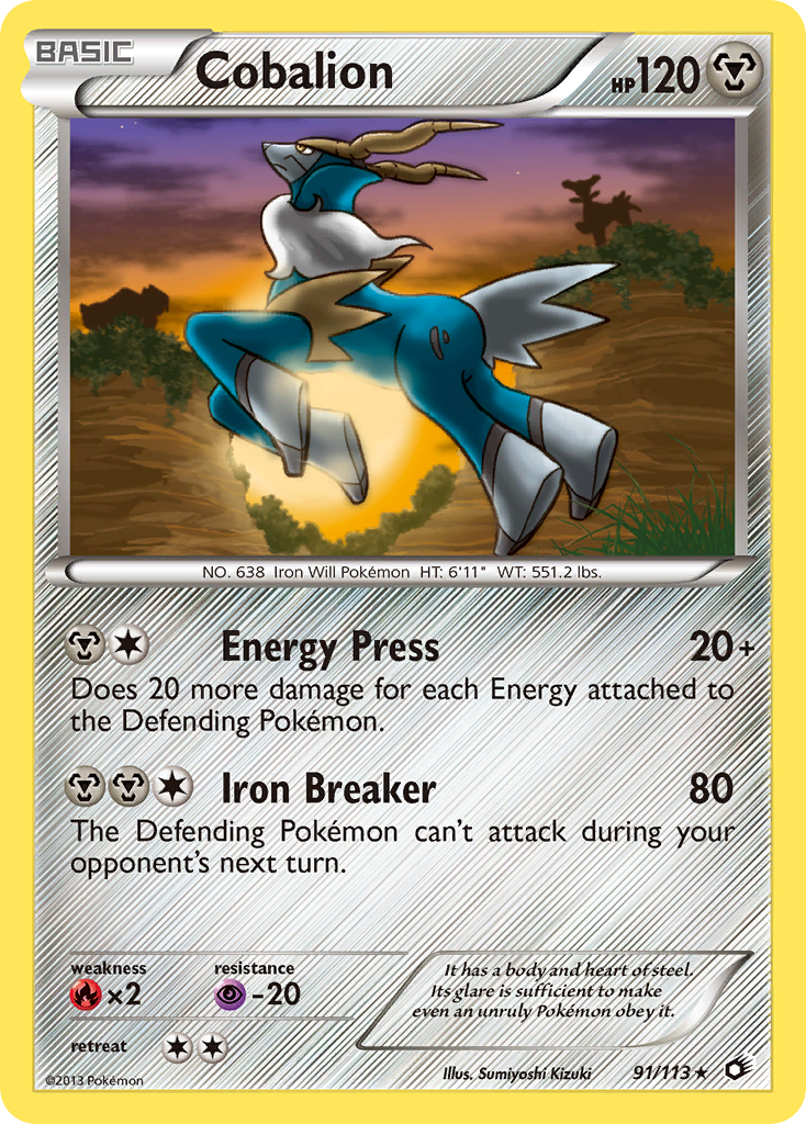 Cobalion 91 Rare Holo card from Legendary Treasures