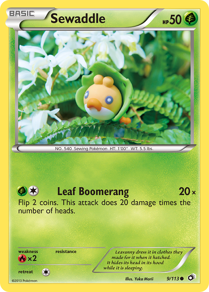 Sewaddle 9 Common card from Legendary Treasures